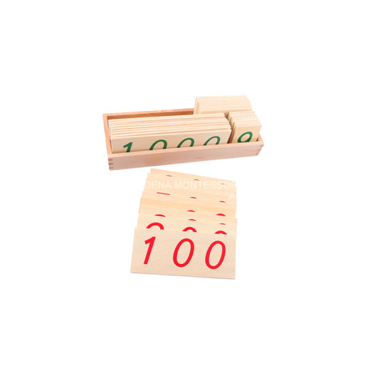 Small Wooden Number Cards With Box (1-9000) | Adena | Montessori Materials